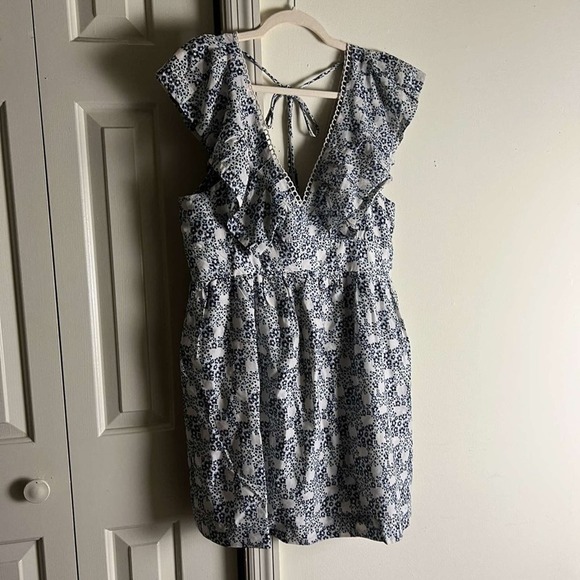 Anthropologie V-Neck Plunge Tunic Mini Dress Pockets Ditsy Floral Small - Picture 7 of 8